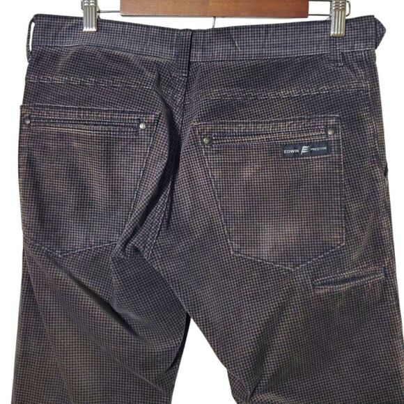 Edwin Prestige Pants Size M Houndstooth Pattern Black Tan Corduroy Womens - Picture 5 of 14